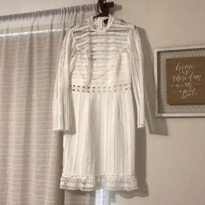 Bardot white lace dress.